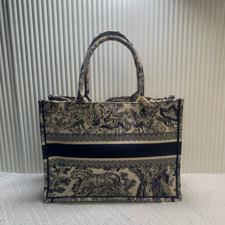 Christian Dior Book Tote Blue Canvas Bag