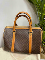 Celine Monogram Boston Bag in Brown Canvas