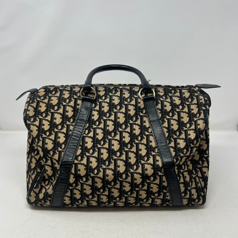 Dior Canvas & Leather Speedy Bag AF393 Black Top Handle