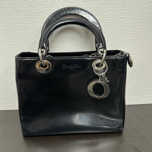 Dior Lady V Black Leather Top Handle Bag