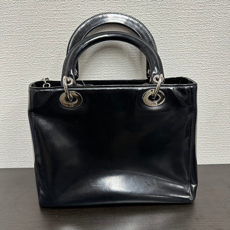 Dior Lady V Black Leather Top Handle Bag