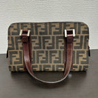 Fendi Vintage FF Logo Canvas Brown Shoulder Bag