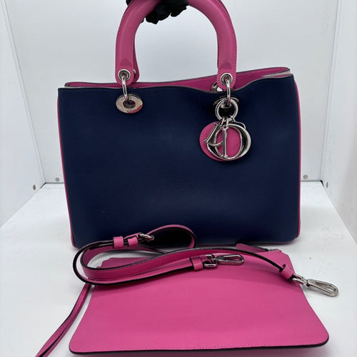 Dior Lady Dior Blue and Pink Handle Bag