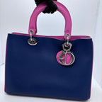 Dior Lady Dior Blue and Pink Handle Bag