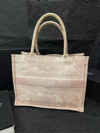 Dior Beige Pink Zoo Embroidery Tote Medium Bag