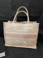Dior Beige Pink Zoo Embroidery Tote Medium Bag