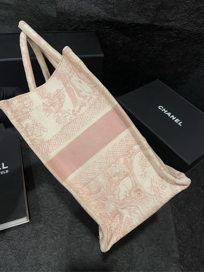 Dior Beige Pink Zoo Embroidery Tote Medium Bag