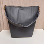 CELINE Bucket Bag Gray Leather Shoulder Bag