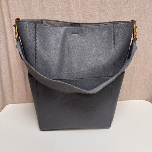 CELINE Bucket Bag Gray Leather Shoulder Bag
