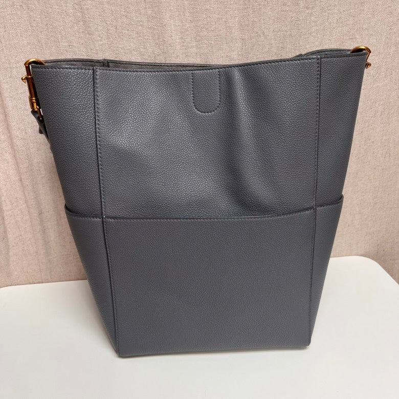 CELINE Bucket Bag Gray Leather Shoulder Bag