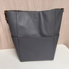 CELINE Bucket Bag Gray Leather Shoulder Bag
