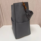 CELINE Bucket Bag Gray Leather Shoulder Bag