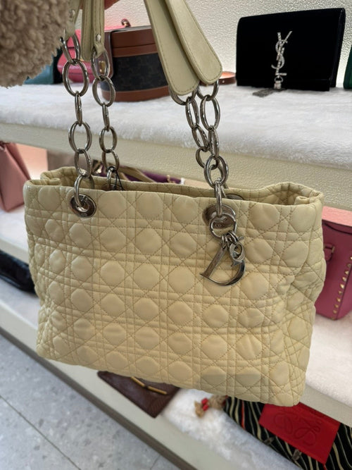 Dior Cannage Beige Leather Tote Bag