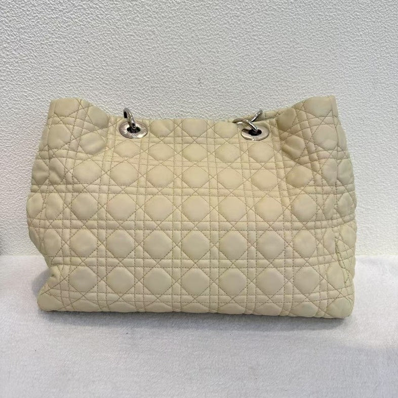 Dior Cannage Beige Leather Tote Bag