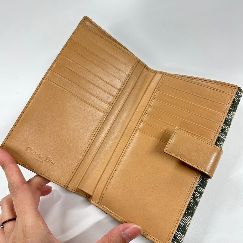 Dior Wallet O4318 Green Canvas Wallet