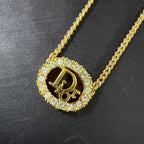 Dior Rhinestone Gold Necklace  39-44cm