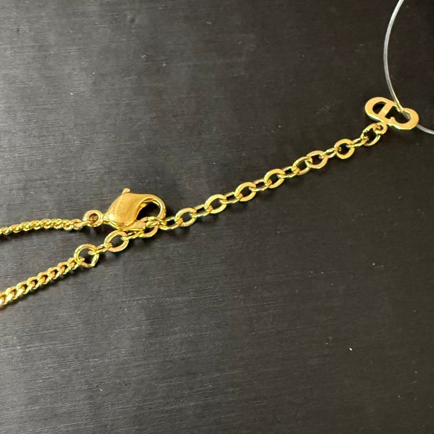 Dior Rhinestone Gold Necklace  39-44cm