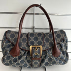 Celine Macadam Canvas and Leather Hobo Bag in Blue - Vintage Collection
