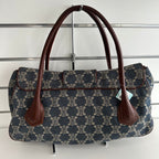 Celine Macadam Canvas and Leather Hobo Bag in Blue - Vintage Collection