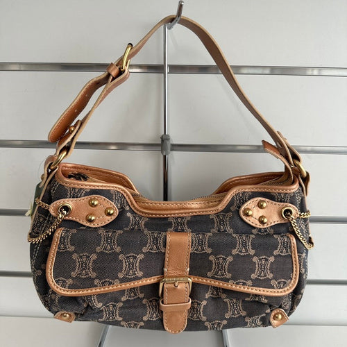 Celine Canvas Macadam Black Shoulder Bag 6647