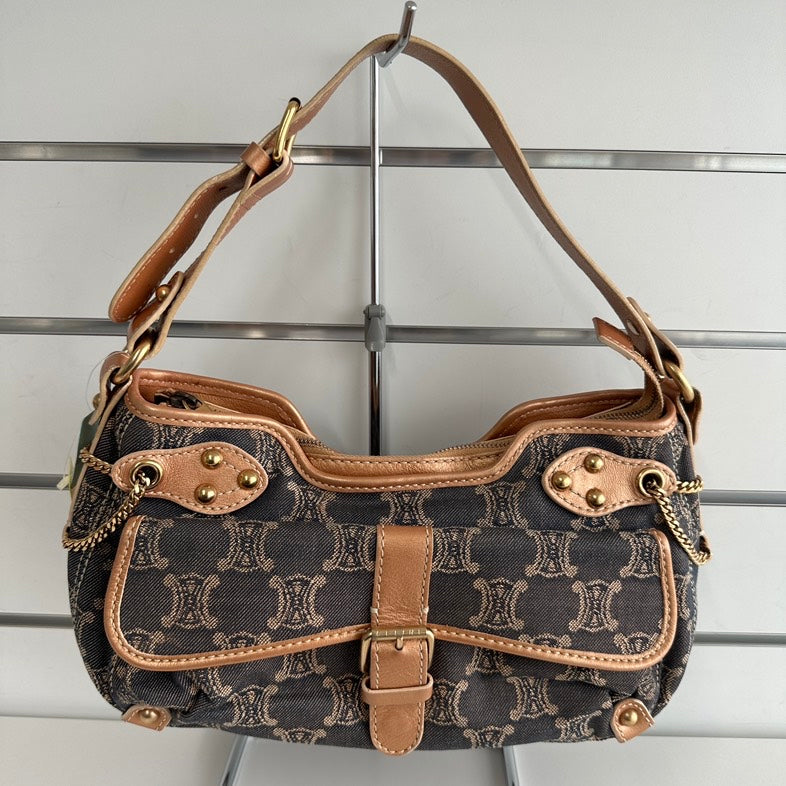 Celine Canvas Macadam Black Shoulder Bag 6647