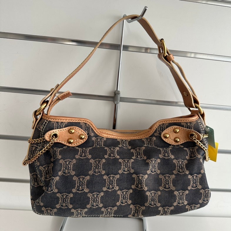 Celine Canvas Macadam Black Shoulder Bag 6647