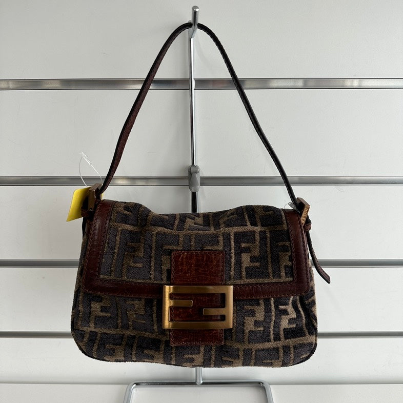 Fendi Zucca Pattern Brown Canvas Shoulder Bag 3764
