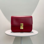 Celine Box Bag in Burgundy Leather,  Shoulder Bag