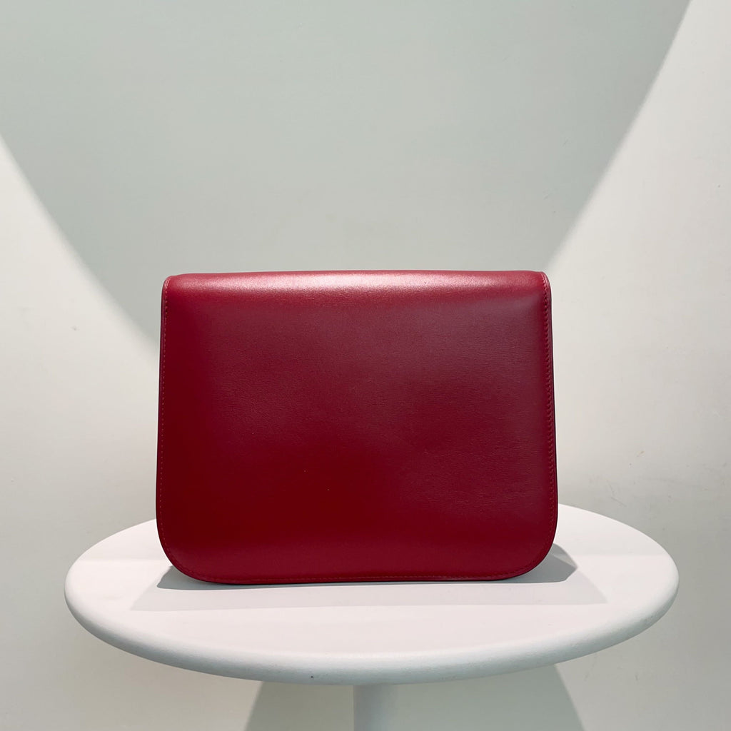 Celine Box Bag in Burgundy Leather,  Shoulder Bag