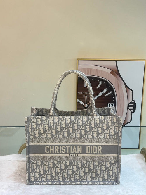Dior Book Tote Beige Canvas Shoulder Bag