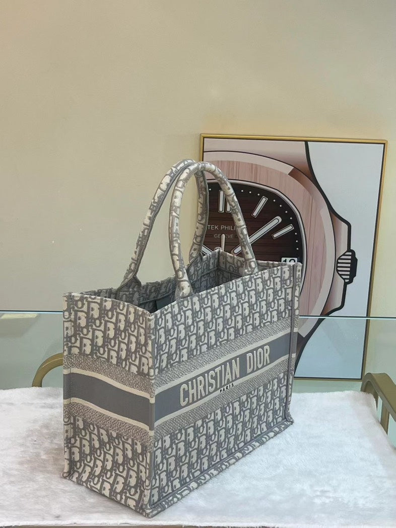Dior Book Tote Beige Canvas Shoulder Bag