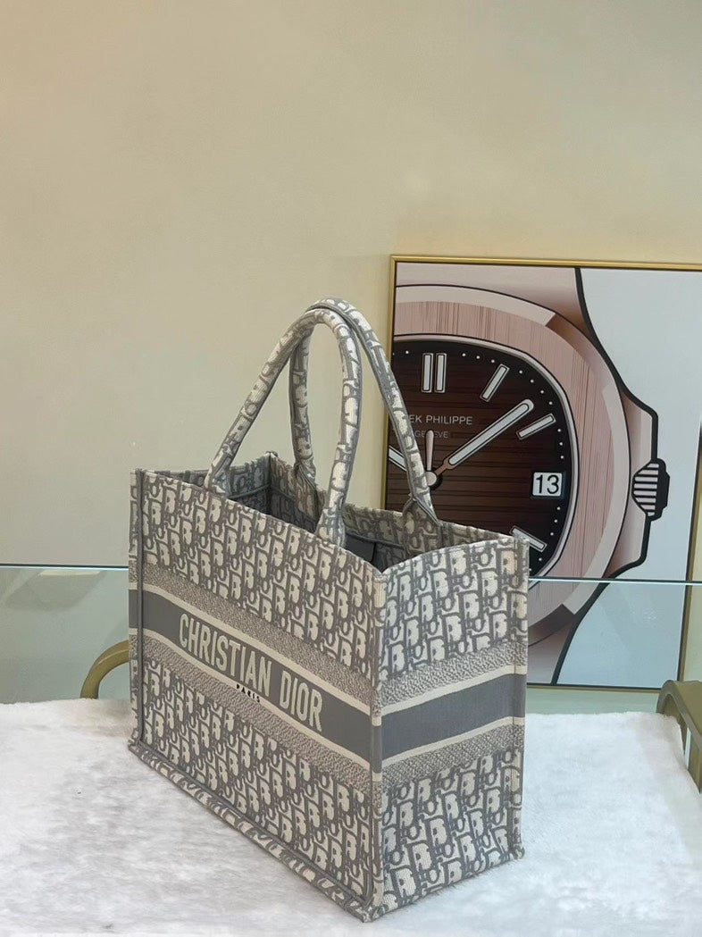 Dior Book Tote Beige Canvas Shoulder Bag