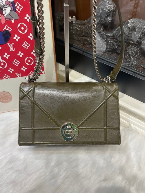 Dior Diorama Bag 9041 Olive Leather Shoulder Bag