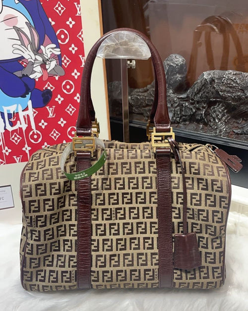 Fendi Zucca Monogram Brown Shoulder Bag 9042