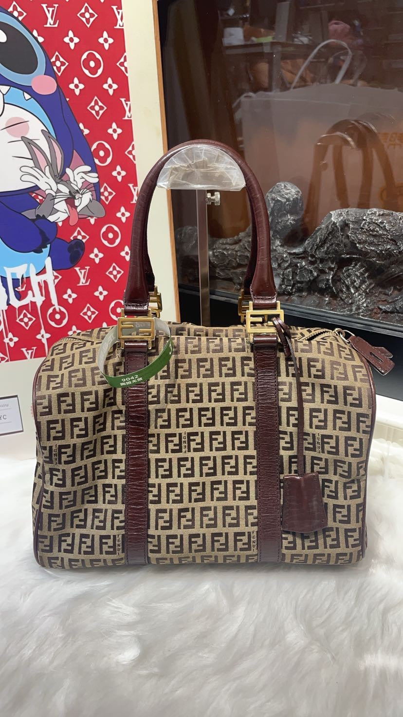 Fendi Zucca Monogram Brown Shoulder Bag 9042