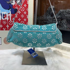 Celine Vintage Floral Hobo Bag in Turquoise Canvas