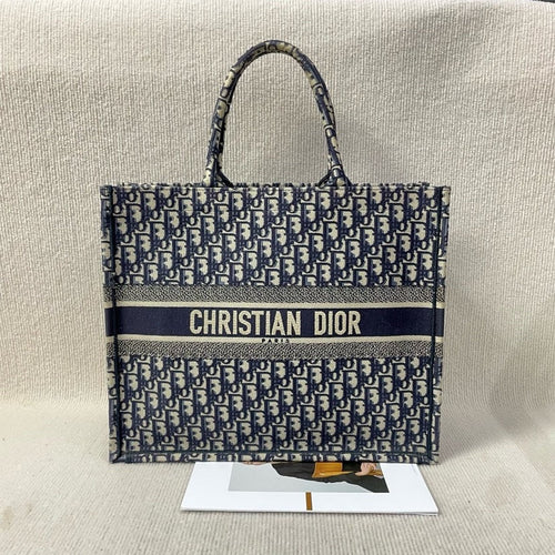 Christian Dior Blue Oblique Canvas Tote Bag