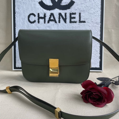 Celine Box Bag Olive Green Shoulder Bag