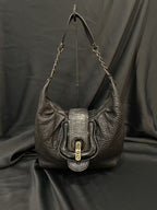 Fendi Black Leather Shoulder Tote Bag