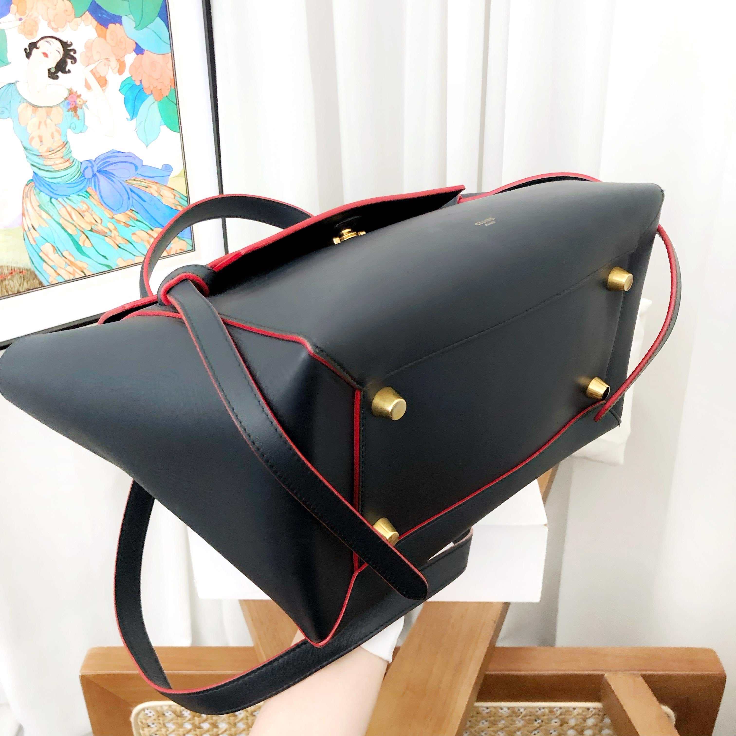 Celine Belt Micro Tote Bag Dark Blue Leather Tote
