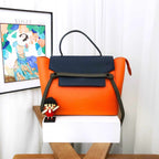 Celine Belt Micro Tote Bag in Orange and Navy Leather