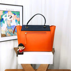 Celine Belt Micro Tote Bag in Orange and Navy Leather