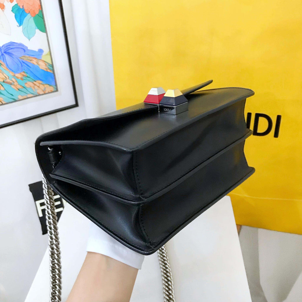 Fendi Kan I Shoulder Bag Black Leather Medium