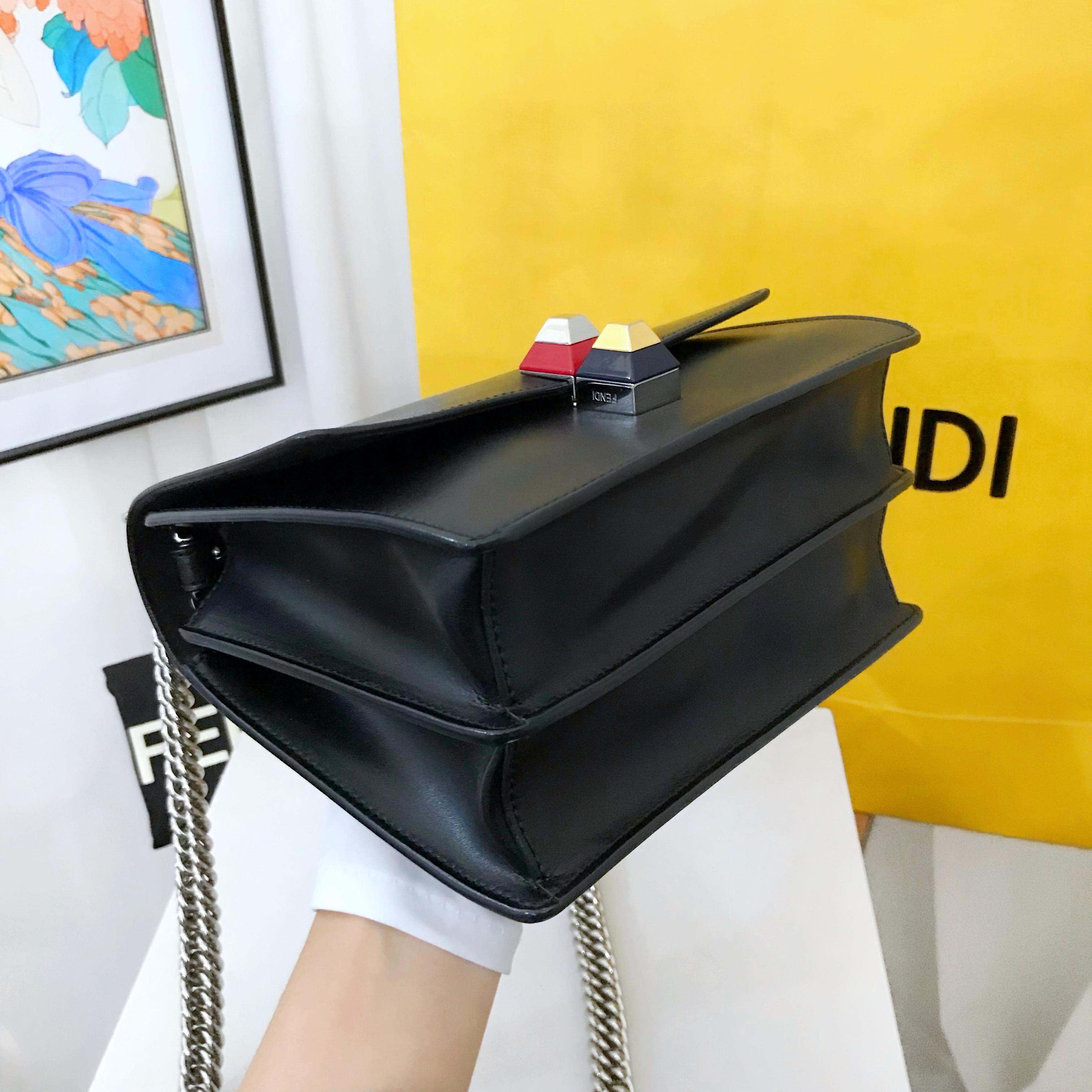 Fendi Kan I Shoulder Bag Black Leather Medium