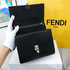 Fendi Kan I Shoulder Bag Black Leather Medium