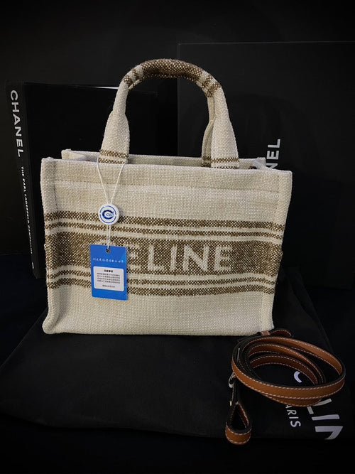 Celine Canvas Tote Bag Brand New with Long Strap - Beige