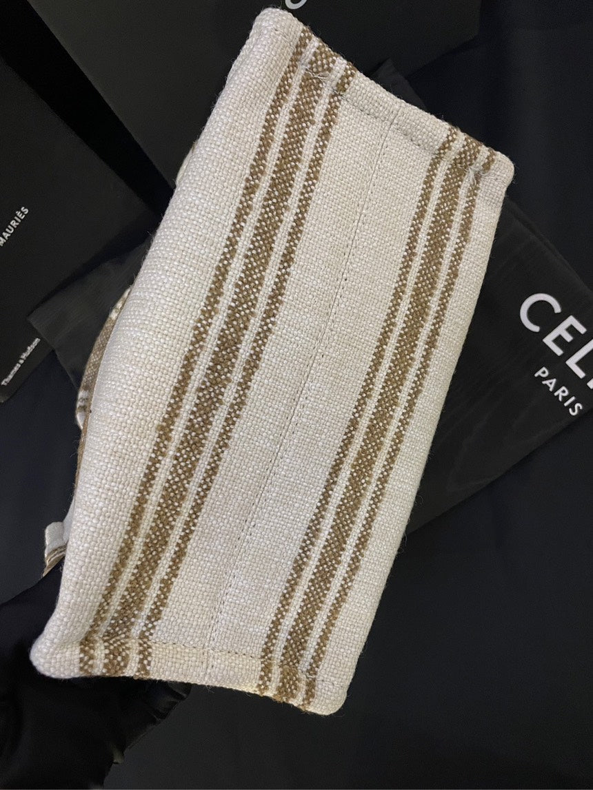 Celine Canvas Tote Bag Brand New with Long Strap - Beige