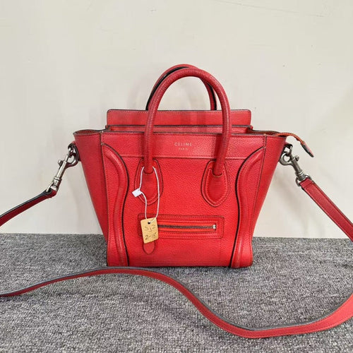 Celine Luggage Nano Bag SJZ2-18 Red Leather Satchel