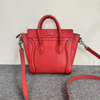 Celine Luggage Nano Bag SJZ2-18 Red Leather Satchel