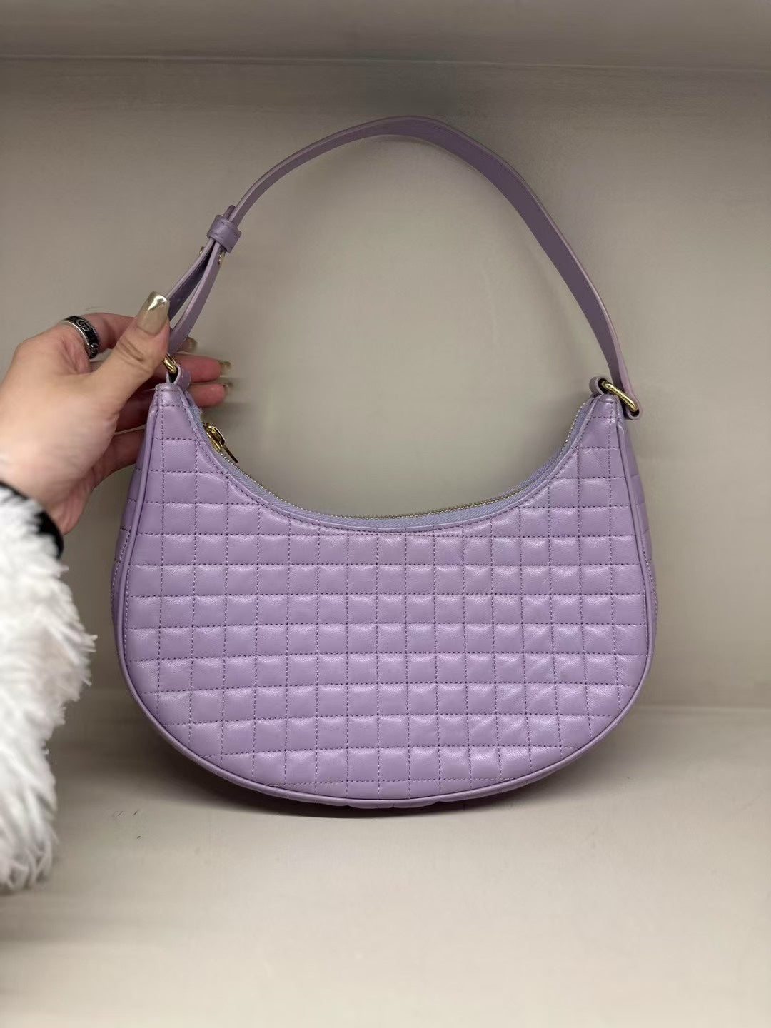 Celine Triomphe Ava Hobo Bag Lilac Leather